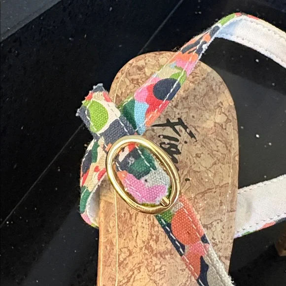 Fiomi Shabby Chic BOHO Floral Abstract Fabric Cork High Heel Stiletto Sandals - Picture 5 of 12